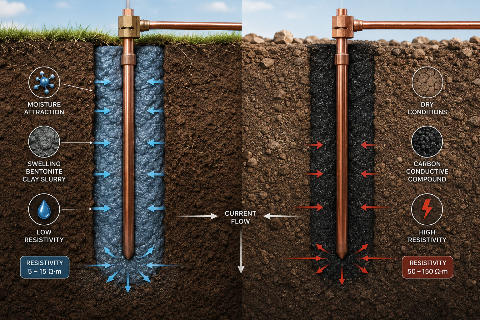 Bentonite Clay vs Carbon Backfill: Grounding Resistance Guide